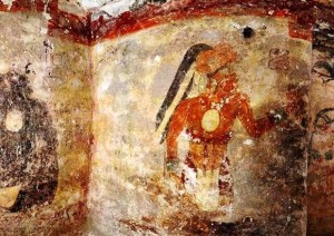 Imagen de un mural del sitio arqueológico de Xultun (National Geographic)